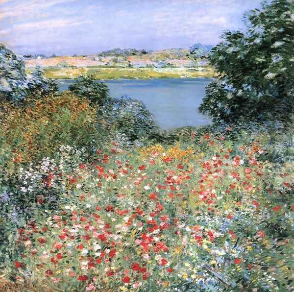 Poppy Garden Oil Painting by Willard Leroy Metcalf