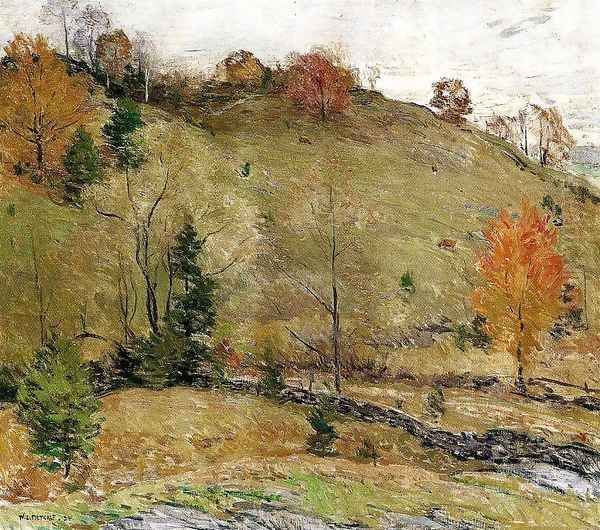 Hillside Pasture Oil Painting by Willard Leroy Metcalf