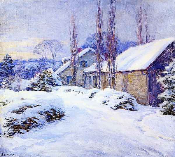 Winter Afternoon Oil Painting by Willard Leroy Metcalf