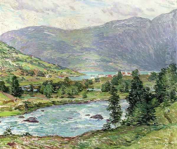 Mountain Lakes, Olden, Norwas Oil Painting by Willard Leroy Metcalf