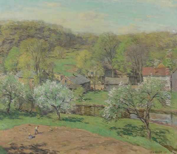 Village in Late Spring Oil Painting by Willard Leroy Metcalf