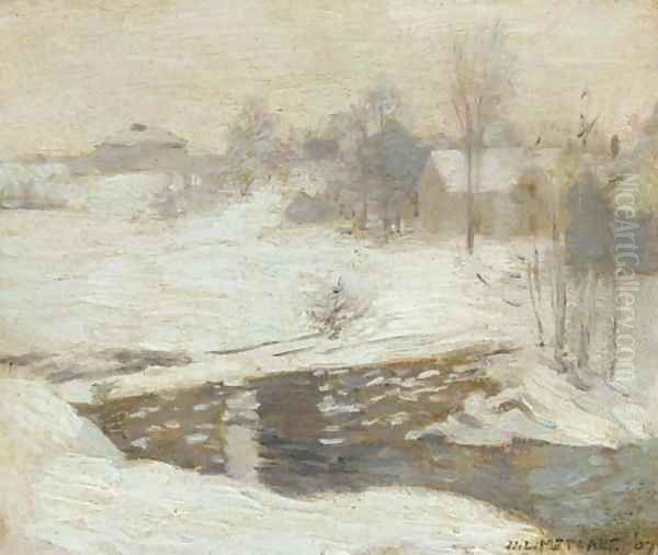 First Sketch for 'White Mantle' Oil Painting by Willard Leroy Metcalf