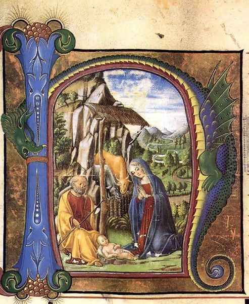 Nativity (in an Antiphonary) c. 1460 Oil Painting by Francesco Di Giorgio Martini