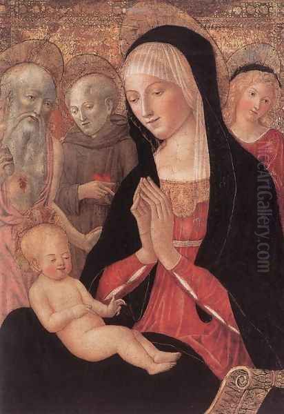 Madonna and Child with Saints and Angels c. 1469 Oil Painting by Francesco Di Giorgio Martini