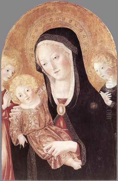 Madonna and Child with Two Angels 1465-66 Oil Painting by Francesco Di Giorgio Martini