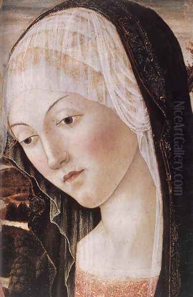 Madonna and Child with an Angel (detail) c. 1471 Oil Painting by Francesco Di Giorgio Martini