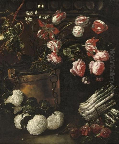 Tulips, Roses And Other Flower Oil Painting by Jan Fyt