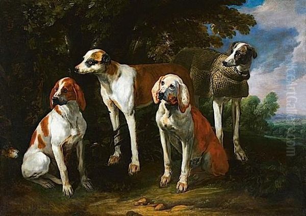 Portrait De Cinq Chiens Oil Painting by Jan Fyt