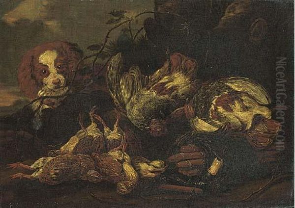 A Spaniel With Dead Game Birds In A Clearing Oil Painting by Jan Fyt