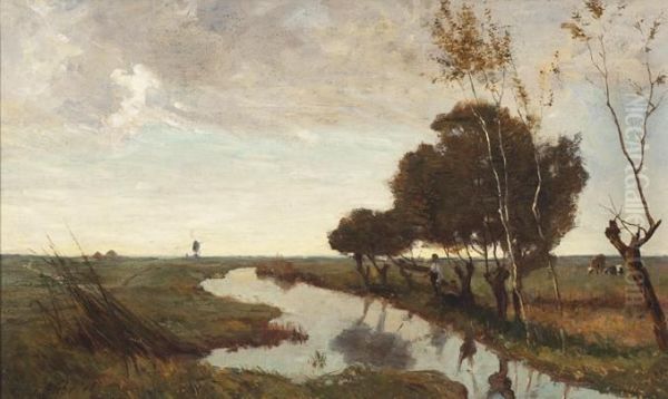 Polder Landscape Near Abcoude Oil Painting by Paul Joseph Constantine Gabriel