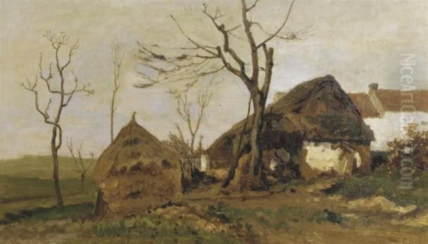 A View On A Belgian Village Oil Painting by Paul Joseph Constantine Gabriel