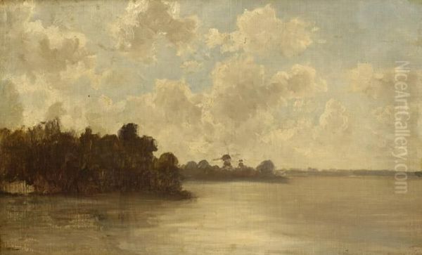 View Of A Lake Oil Painting by Paul Joseph Constantine Gabriel