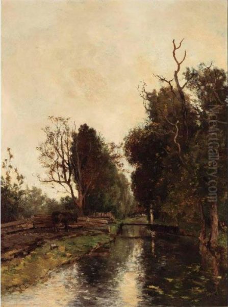 De Broeksloot Te Voorburg Oil Painting by Paul Joseph Constantine Gabriel