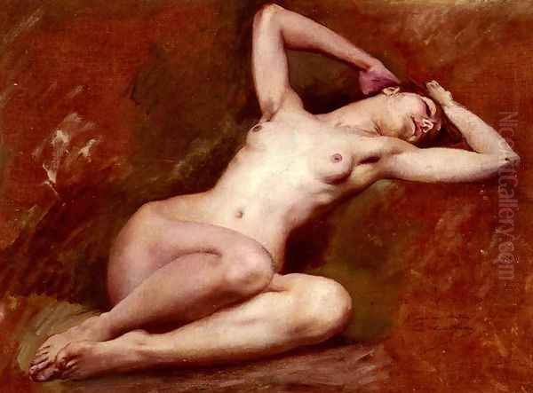 Etude Pour La Figure De La Source A L'opera Comique De Paris (Study for the Figure of the Source at the Paris Comic Opera) Oil Painting by Luc-Olivier Merson