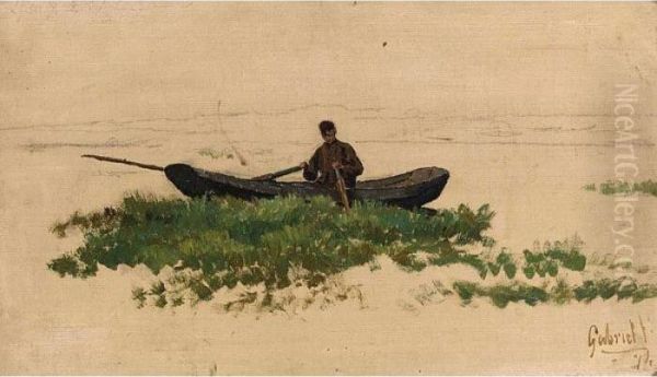 A Man In A Rowing Boat Oil Painting by Paul Joseph Constantine Gabriel