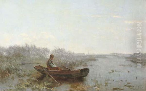 Early Morning: The Solitary Fisherman Oil Painting by Paul Joseph Constantine Gabriel