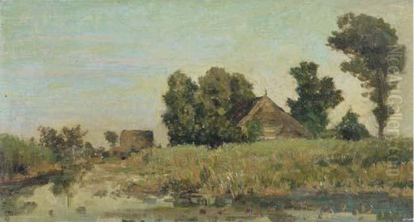 Zomermorgen: A Polder Landscape Near Kortenhoef In Summer Oil Painting by Paul Joseph Constantine Gabriel