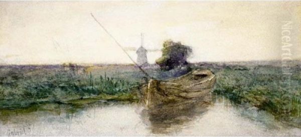 Polder Landscape Near Kortenhoef Oil Painting by Paul Joseph Constantine Gabriel