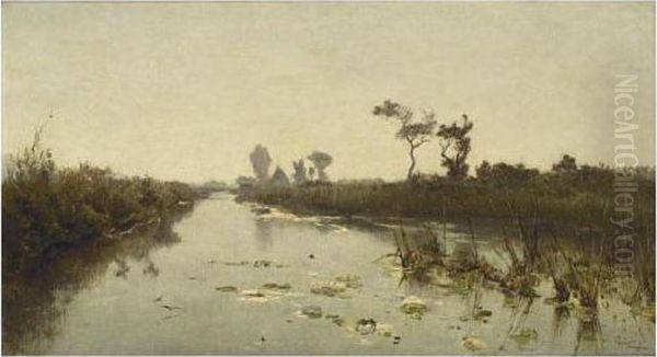 A View Of The Tolboomsloot, Kortenhoef Oil Painting by Paul Joseph Constantine Gabriel