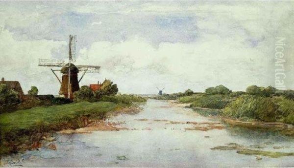 A Windmill Near Abcoude Oil Painting by Paul Joseph Constantine Gabriel