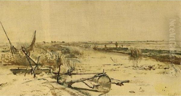 A View Of The Kamper Veenderij (het Zwijnsleger Near Grafhorst) Oil Painting by Paul Joseph Constantine Gabriel