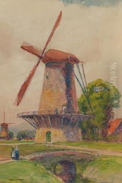 Windmill Oil Painting by Paul Joseph Constantine Gabriel