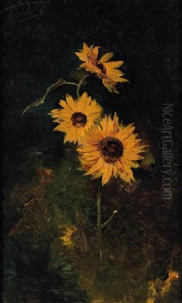 Sunflowers Oil Painting by Paul Joseph Constantine Gabriel