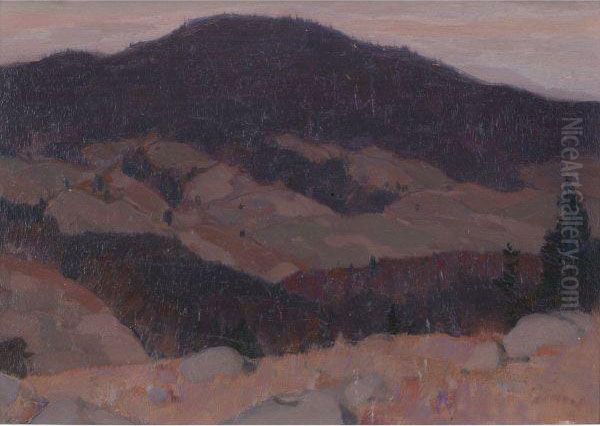 Autumn In The Laurentians (baie St. Paul) Oil Painting by Clarence Alphonse Gagnon