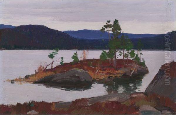 Lac Nissedal (telemark) Norvege Oil Painting by Clarence Alphonse Gagnon