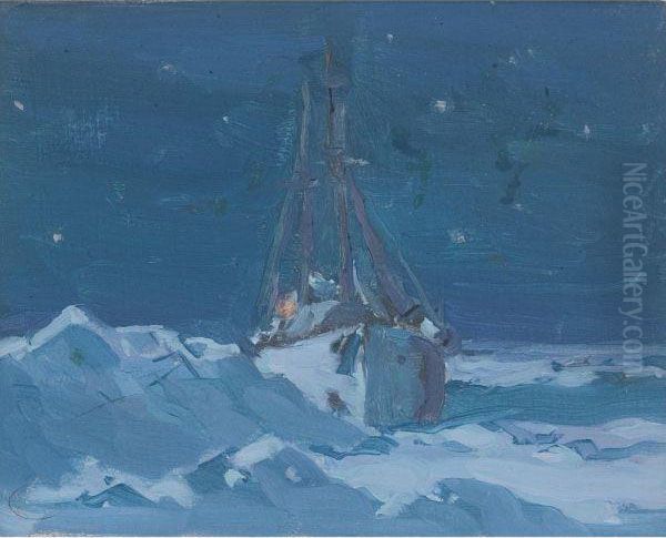 Arctic Night Oil Painting by Clarence Alphonse Gagnon