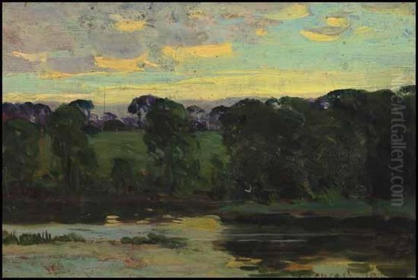 St-eustache Evening Oil Painting by Clarence Alphonse Gagnon