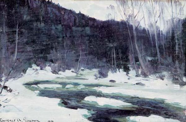 Riviere En Hiver Oil Painting by Clarence Alphonse Gagnon