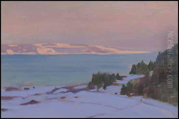 Le St. Laurent Et L'ile Aux Coudres Oil Painting by Clarence Alphonse Gagnon