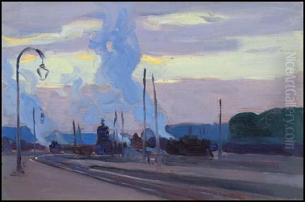 Gare D'acheres, France Oil Painting by Clarence Alphonse Gagnon