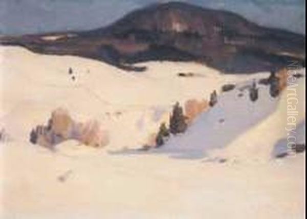 River In Winter, Baie St. Paul, 1923
 Oil On Panel Oil Painting by Clarence Alphonse Gagnon