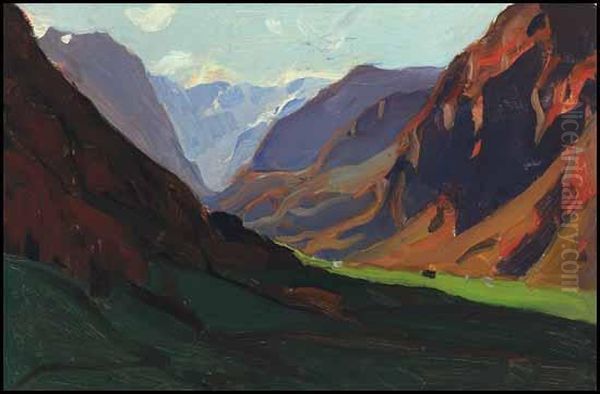 Canton De Glaris, Vallee Du Linthal, Switzerland Oil Painting by Clarence Alphonse Gagnon