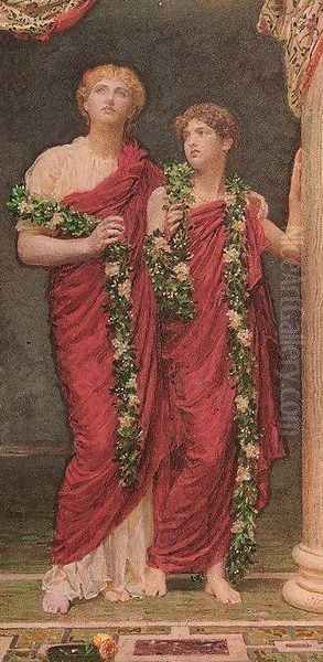 A Garland Oil Painting by Albert Joseph Moore