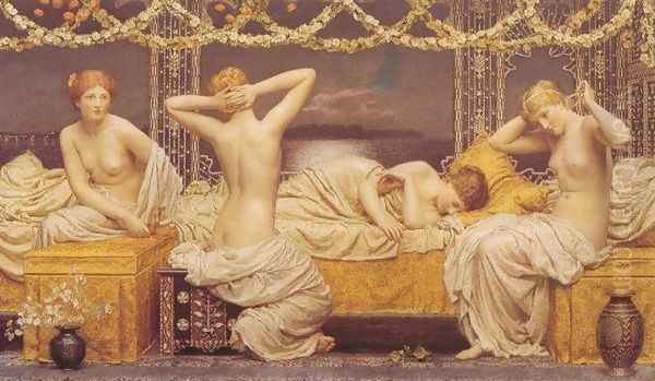 A Summer Night Oil Painting by Albert Joseph Moore