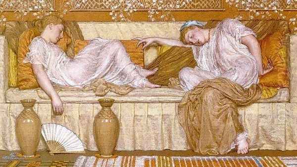 A Sofa Oil Painting by Albert Joseph Moore