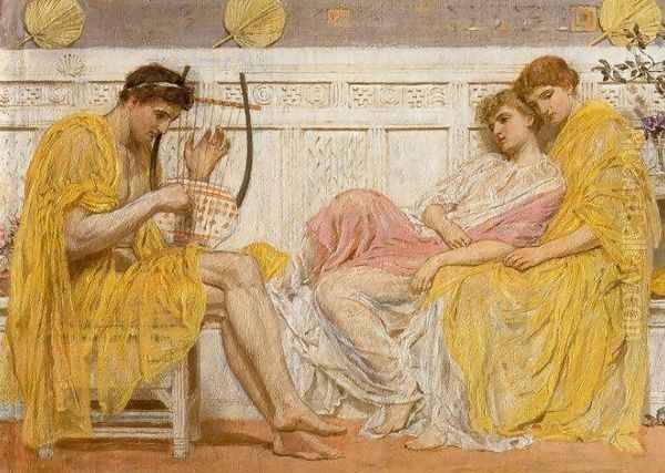 A Musician Oil Painting by Albert Joseph Moore