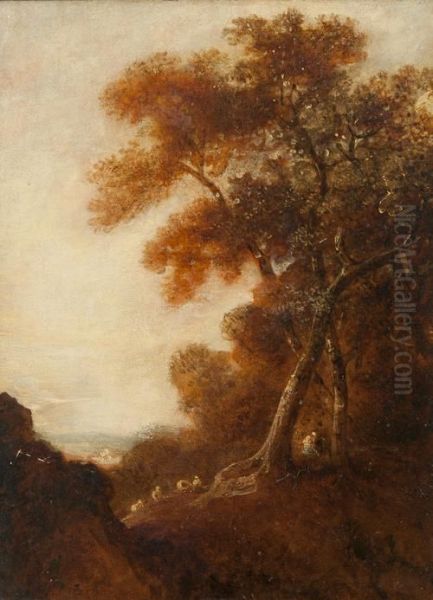 Figures In A Wooded Landscape Oil Painting by Thomas Gainsborough