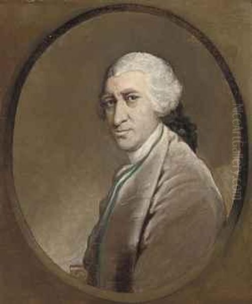 Portrait Of A Gentleman, Half-length, In A Grey Coat, In A Feignedoval Oil Painting by Thomas Gainsborough