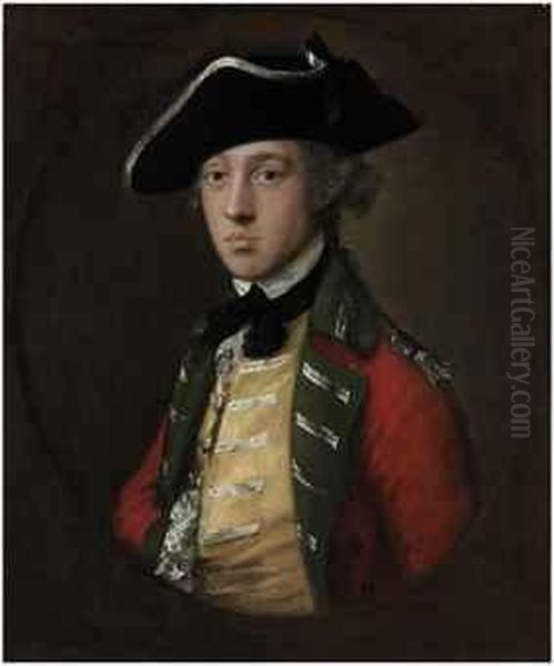 Portrait Of An Officer, 
Traditionally Identified As General Jameswolfe (1727-1759), Half-length,
 In Military Uniform With A Scarletcoat With Green Facings And A Yellow 
Waistcoat With Loops Oflace Oil Painting by Thomas Gainsborough