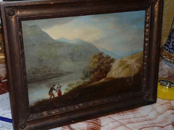 Figures In A River Landscape Oil Painting by Thomas Gainsborough