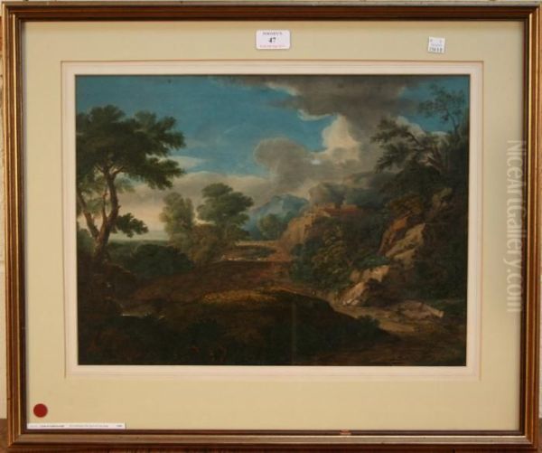 Italianate Landscape With Shepherd Driving Sheep Along A Path Near Classical Buildings Oil Painting by Thomas Gainsborough