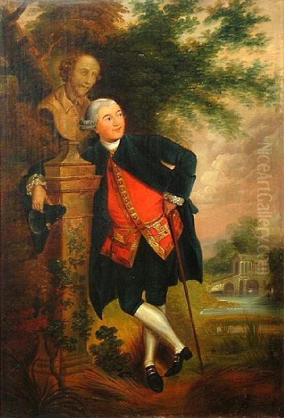 A Portrait Of David Garrick With The Bust Of Shakespeare Oil Painting by Thomas Gainsborough