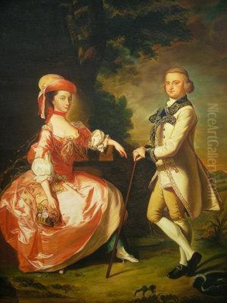 Portrait Of A Couple In A Rural
Landscape Oil Painting by Thomas Gainsborough