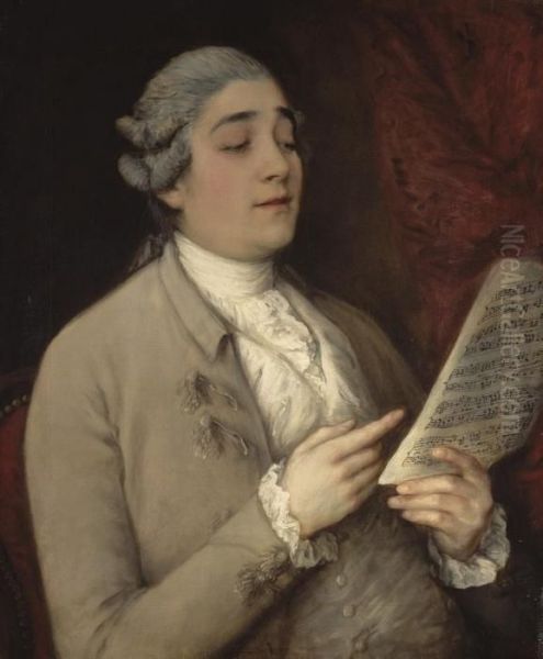 Portrait De Giusto Ferdinando Tenducci Tenant Une Partition Oil Painting by Thomas Gainsborough