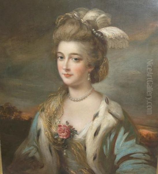 Portrait Of A Lady In Blue And Ermine Oil Painting by Thomas Gainsborough