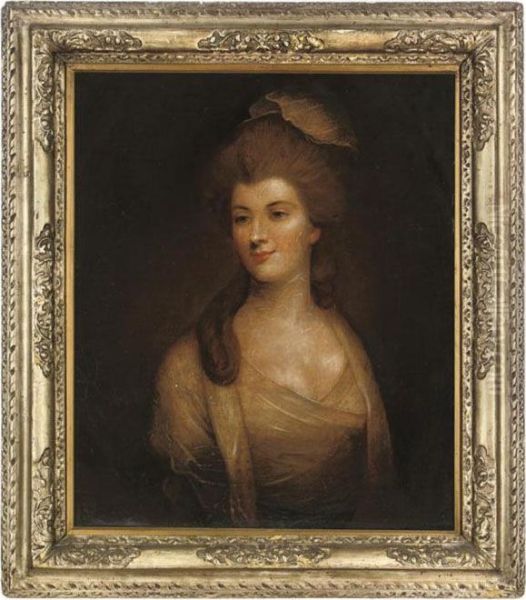 Portrait Of A Lady, Bust-length, In A White Dress Oil Painting by Thomas Gainsborough